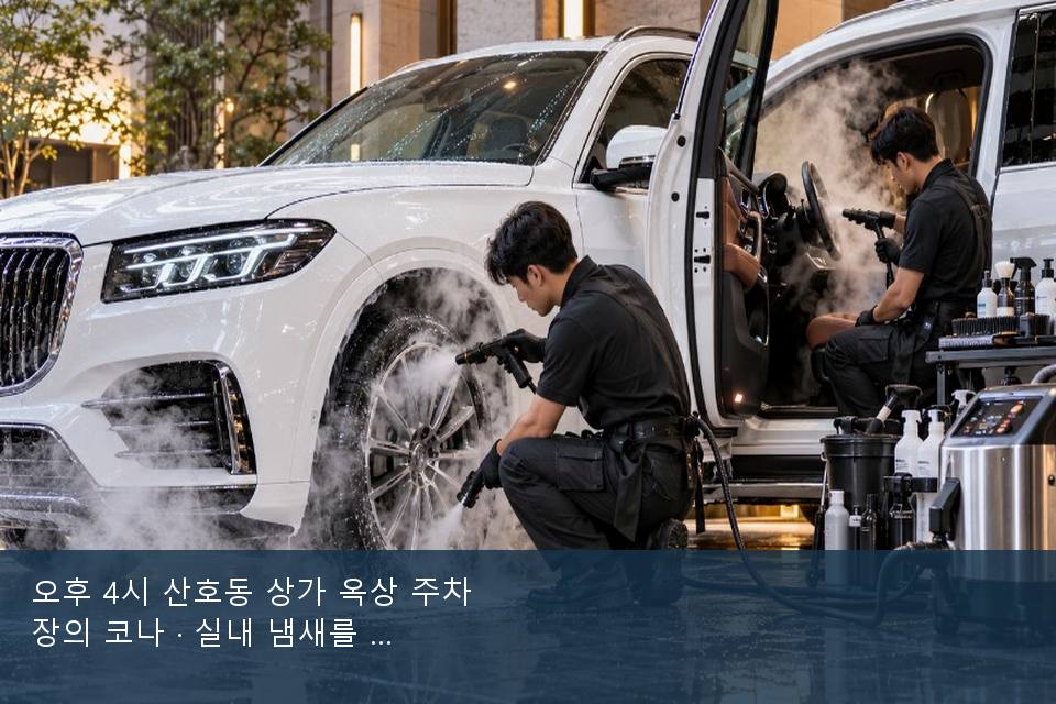오후 4시 산호동 상가 옥상 주차장의 코나 · 실내 냄새를 연 기록